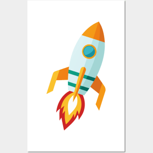 Retro Rocket Blast Off Posters and Art